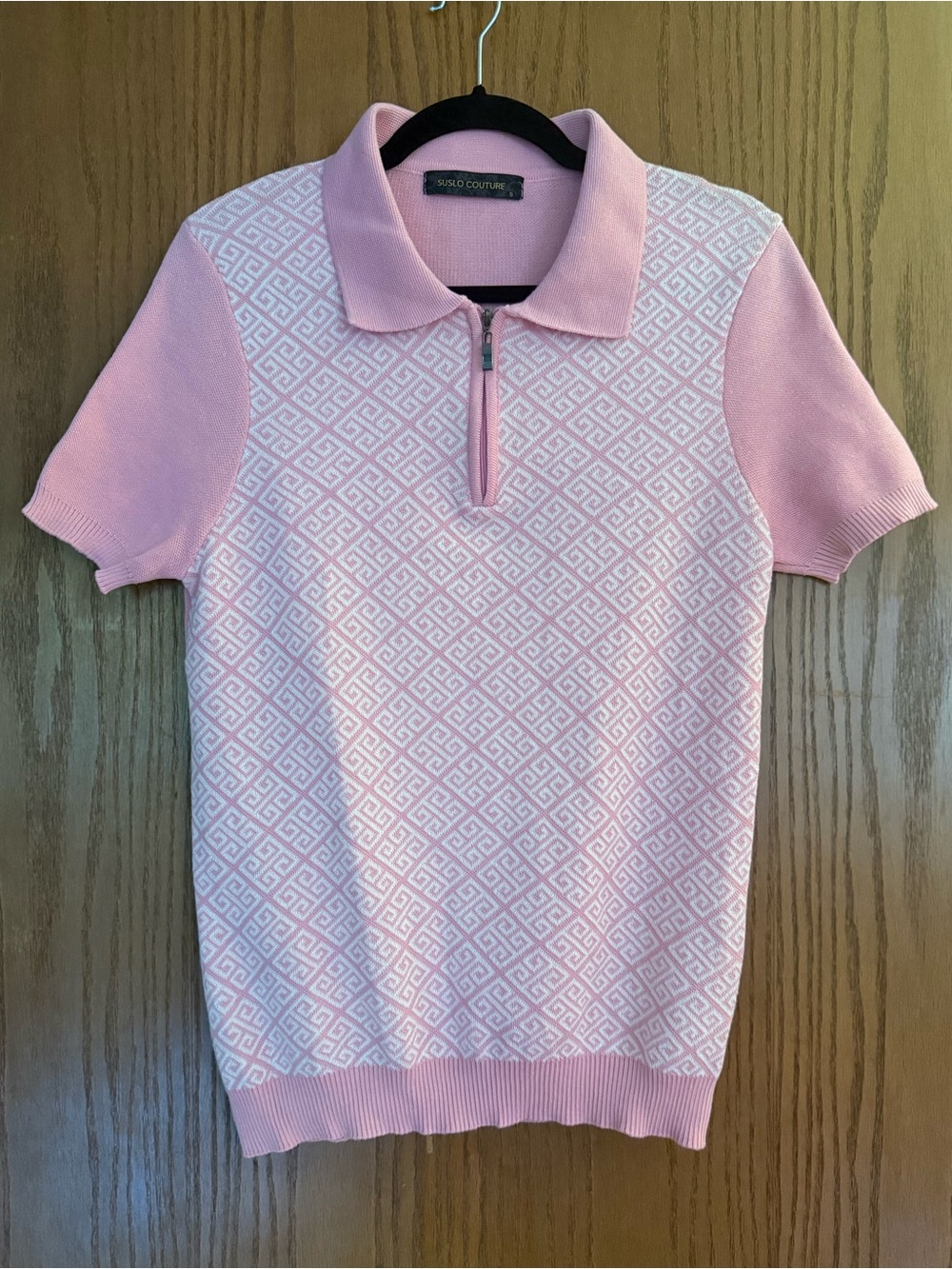 Quiet Luxury Greek Key Jacquard Quarter Zip Sweater Polo Golfcore European Style